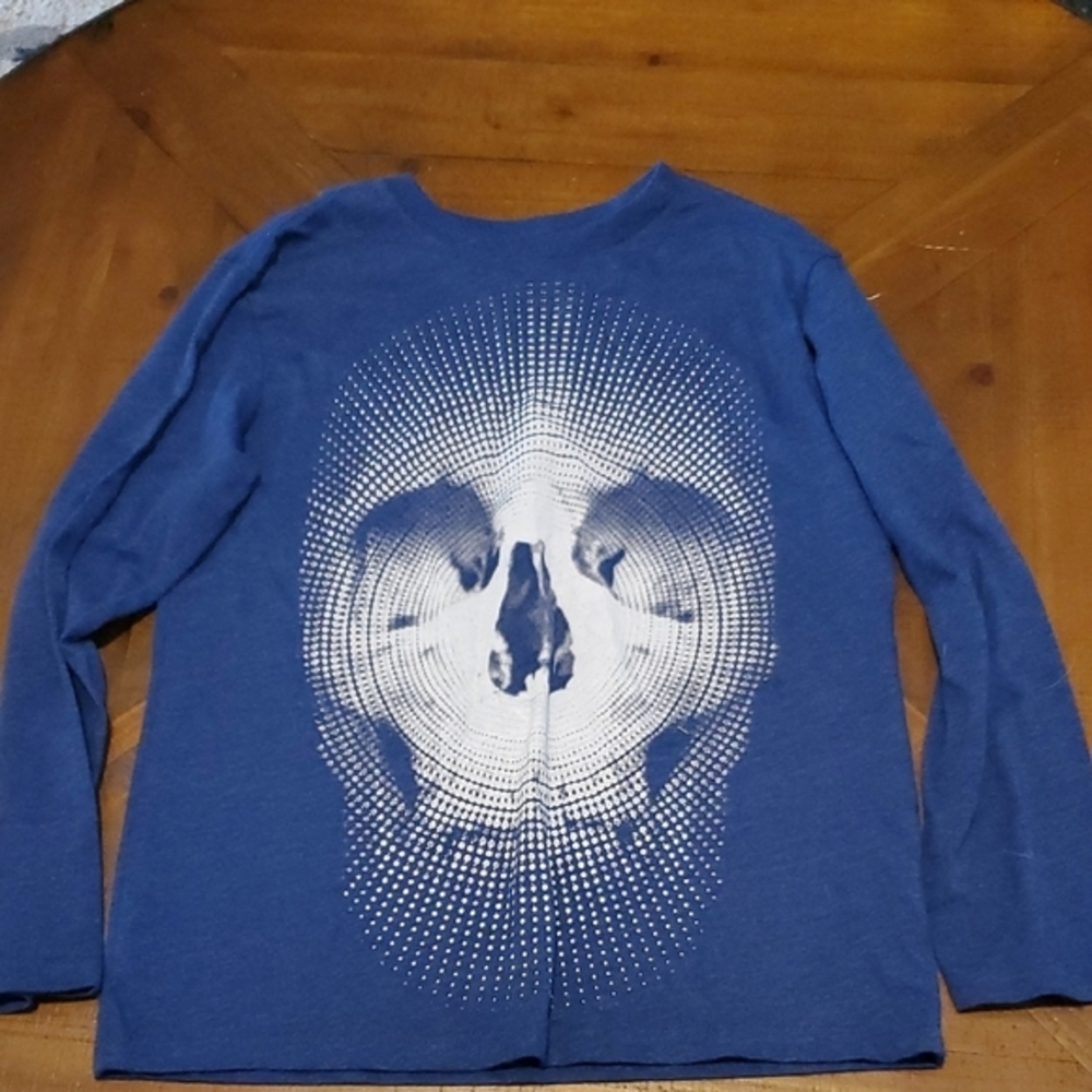 Place Navy Long Sleeve Tee with Skull Graphic